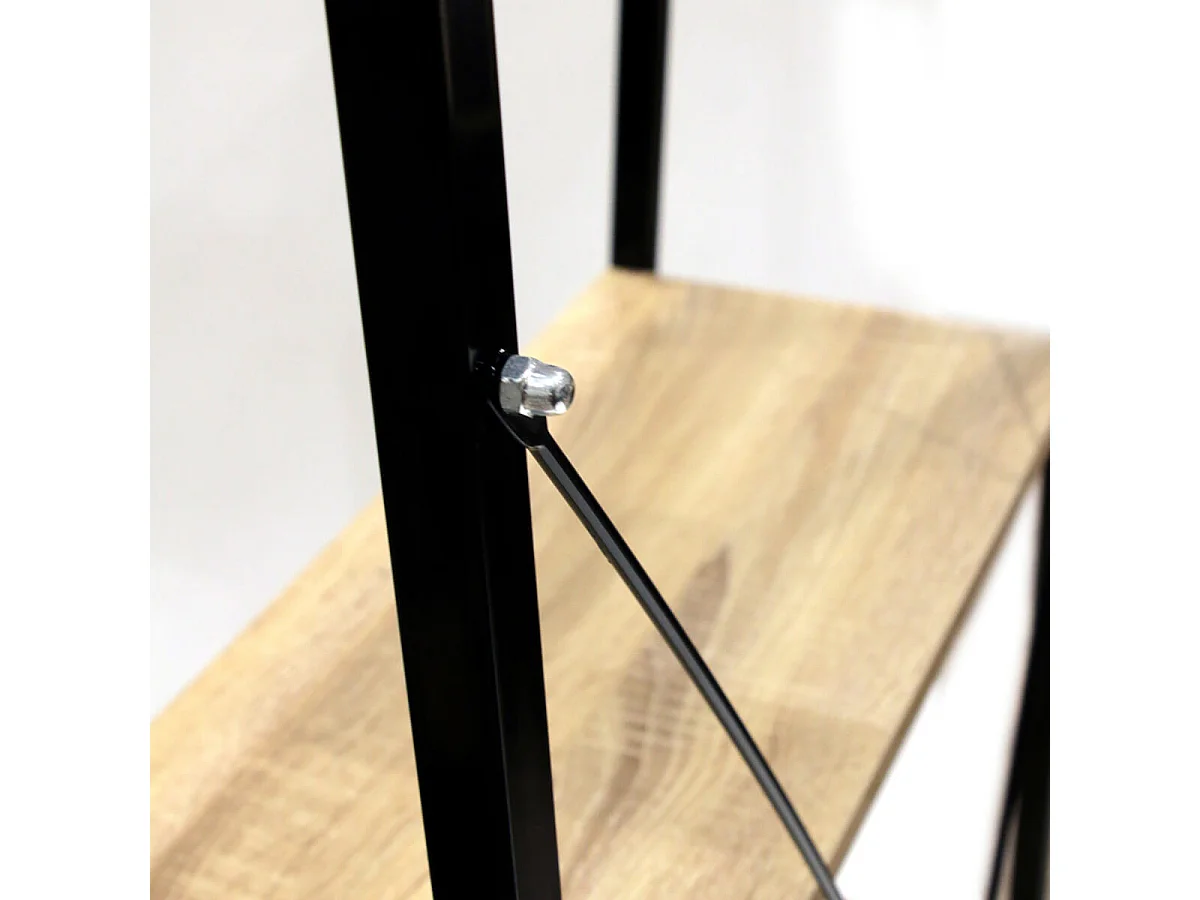 DARA - Etagère 4 Plateaux Métal et Aspect Bois