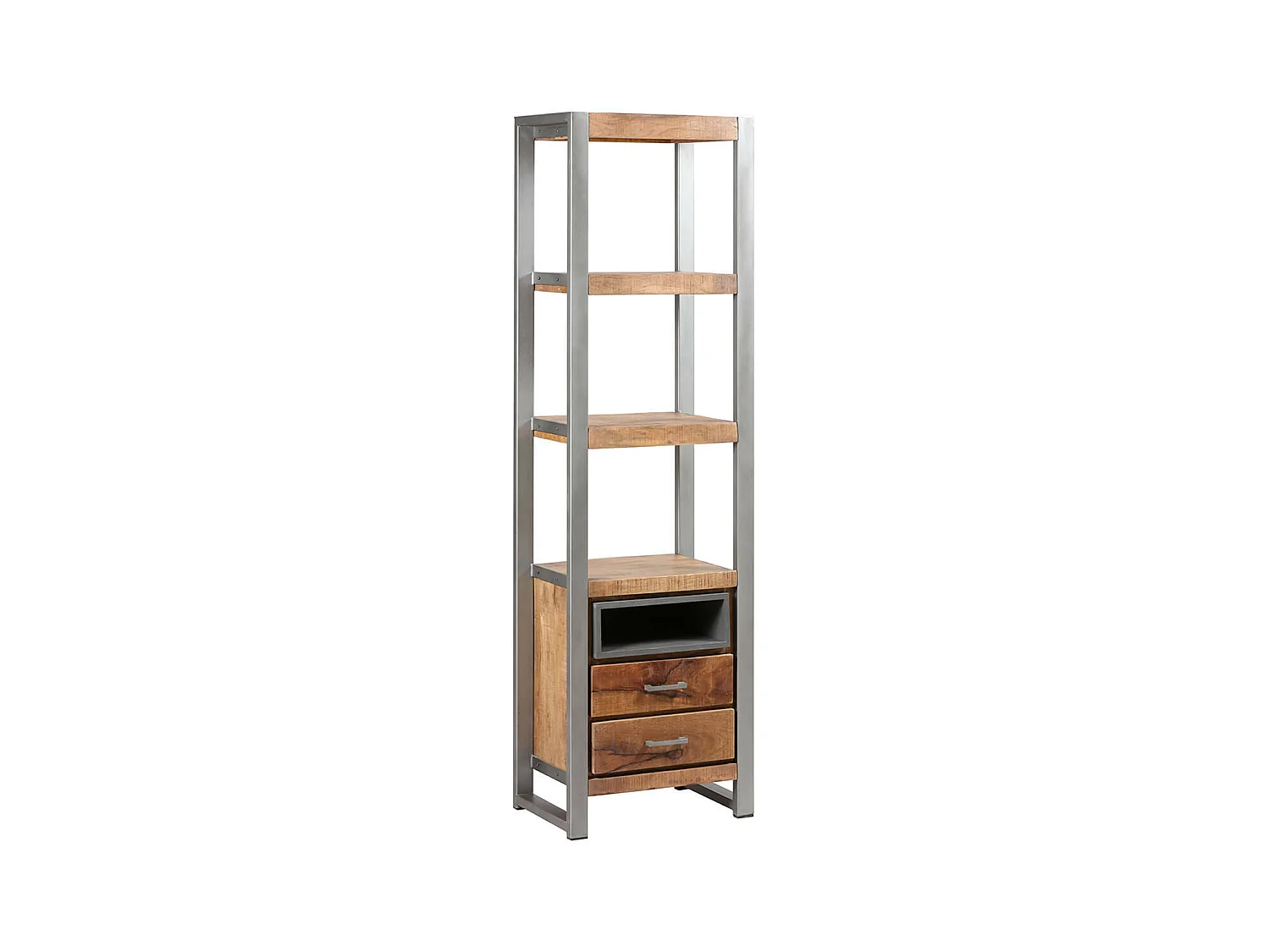 PALISSA - Etagère Multi-Rangements Bois et Acier Patiné