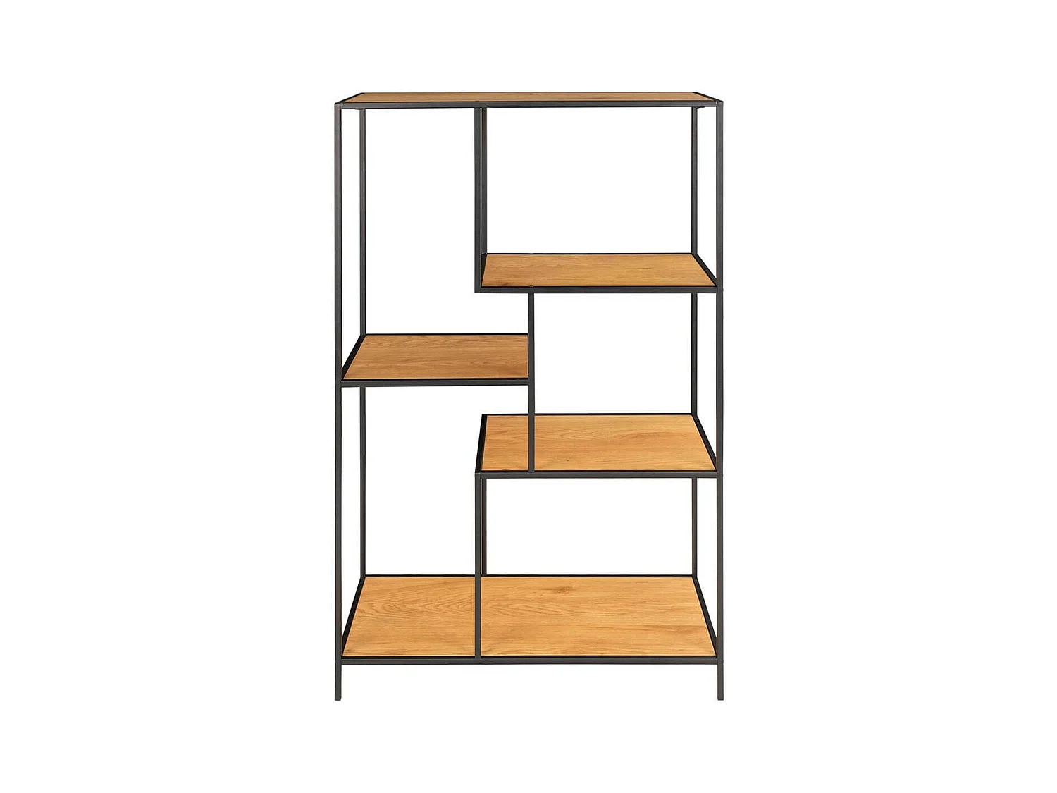 VOLLRAD - Etagère Multi-Rangement Acier Noir et Bois Naturel