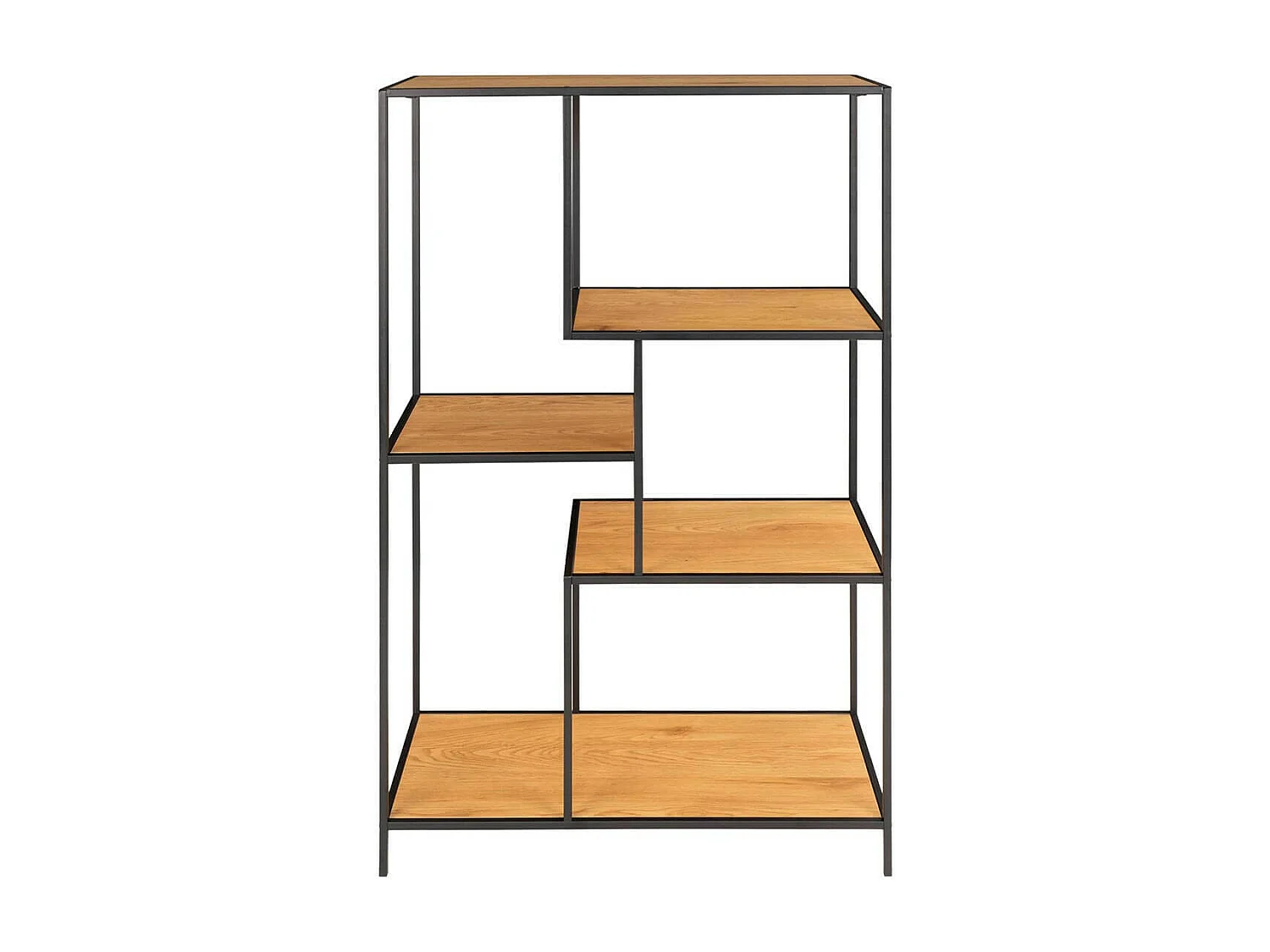 VOLLRAD - Etagère Multi-Rangement Acier Noir et Bois Naturel