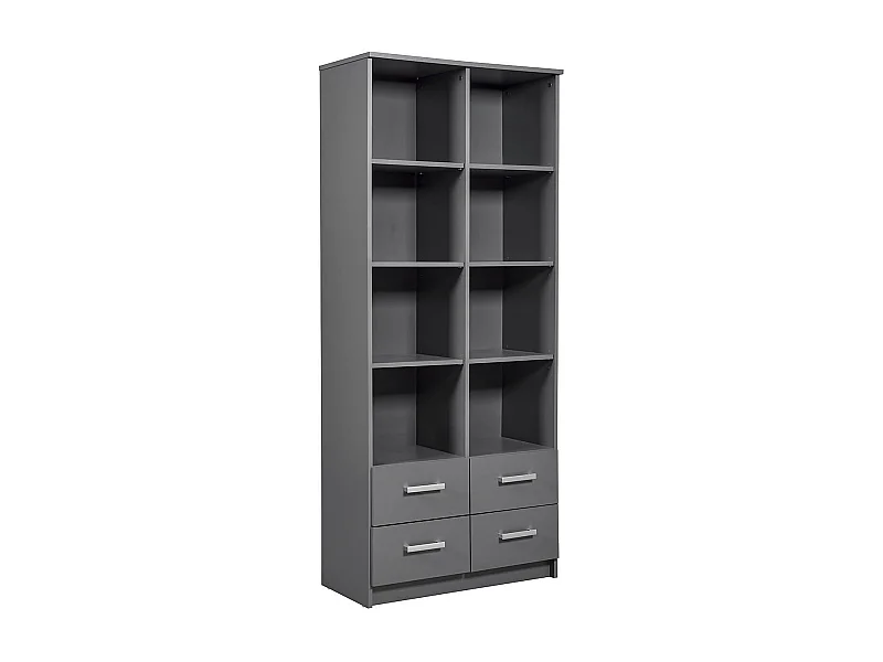 ZEINE - Etagère 8 Niches 4 Tiroirs Coloris Gris Graphite