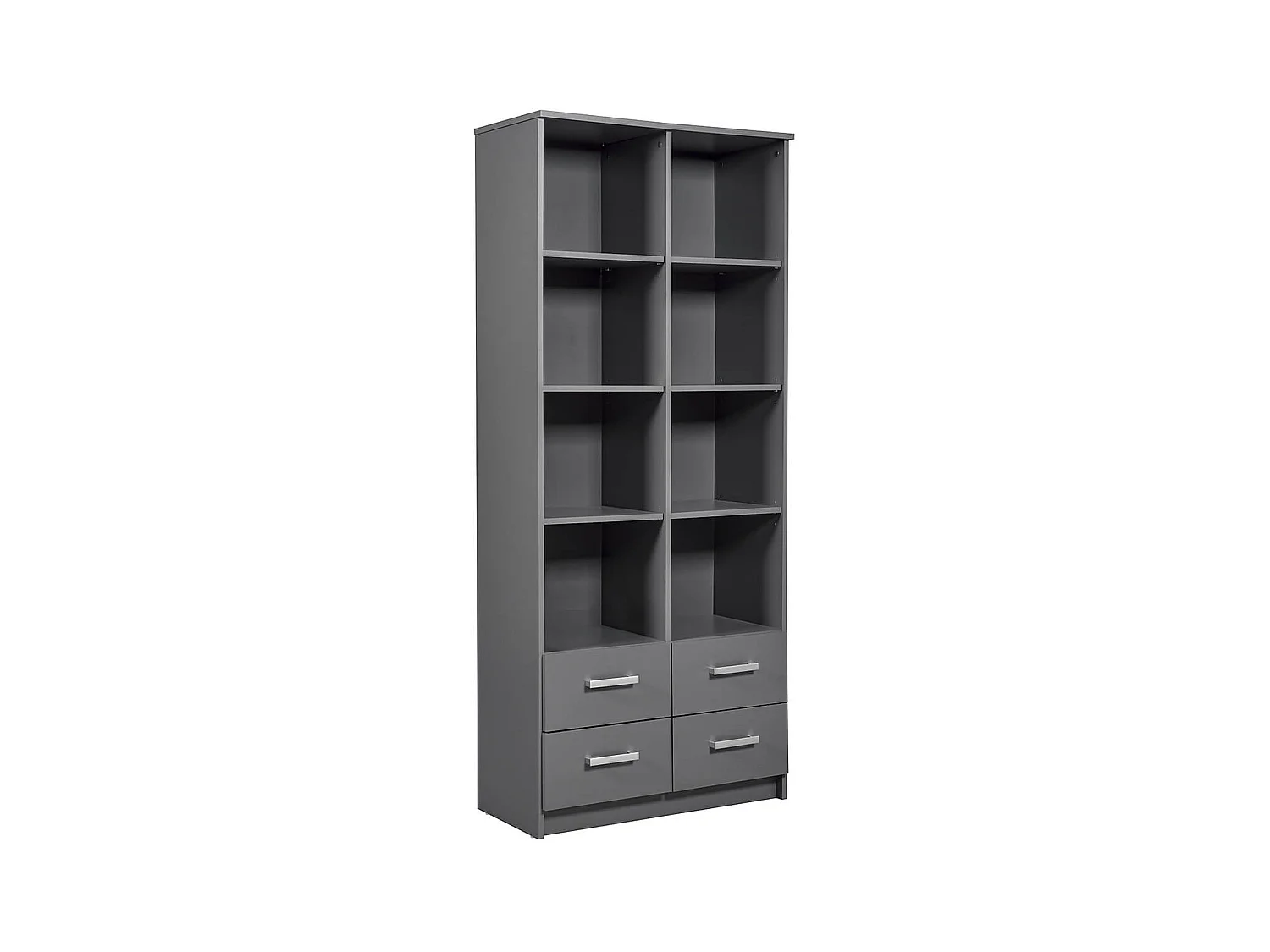 ZEINE - Etagère 8 Niches 4 Tiroirs Coloris Gris Graphite