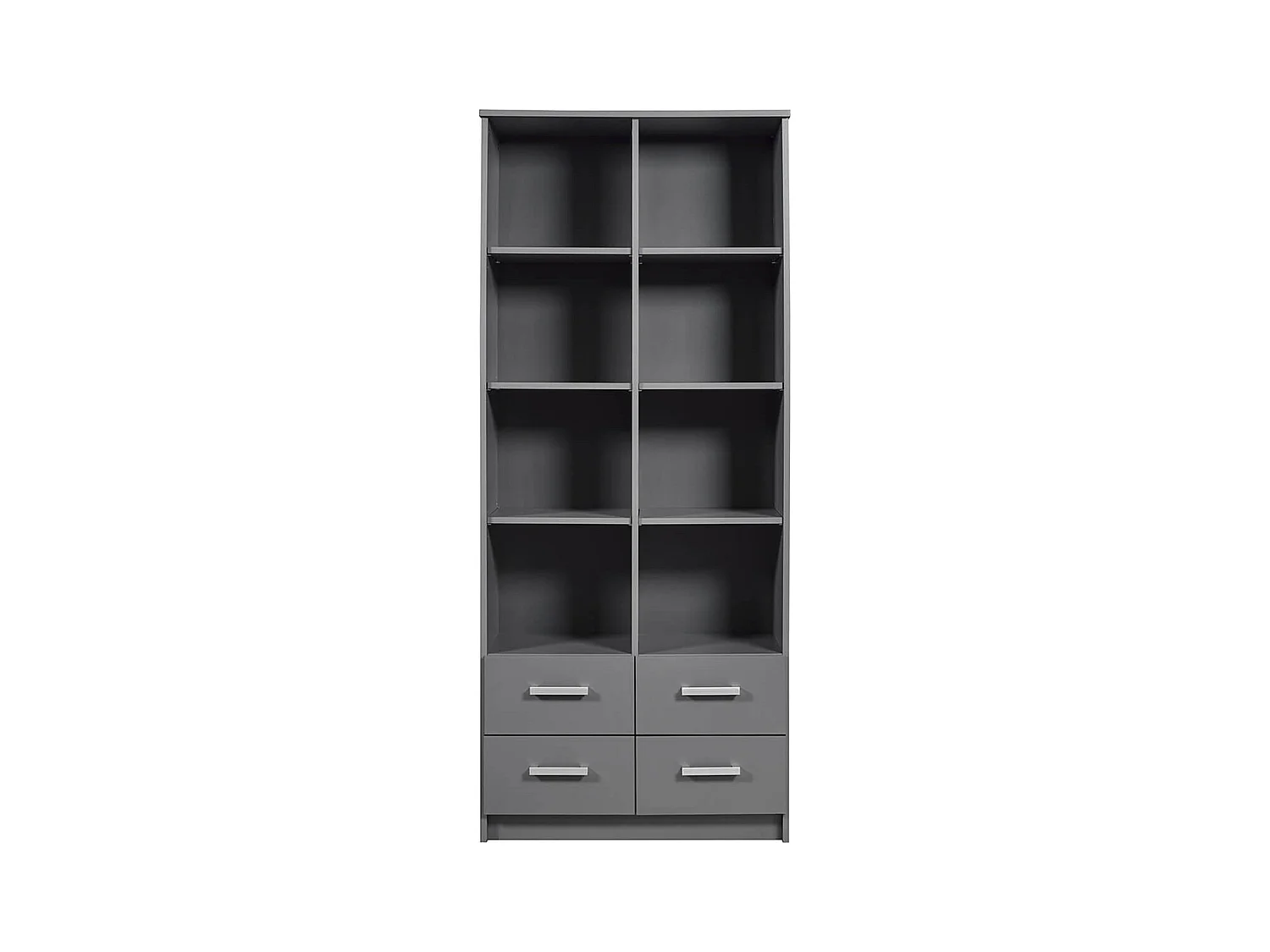 ZEINE - Etagère 8 Niches 4 Tiroirs Coloris Gris Graphite