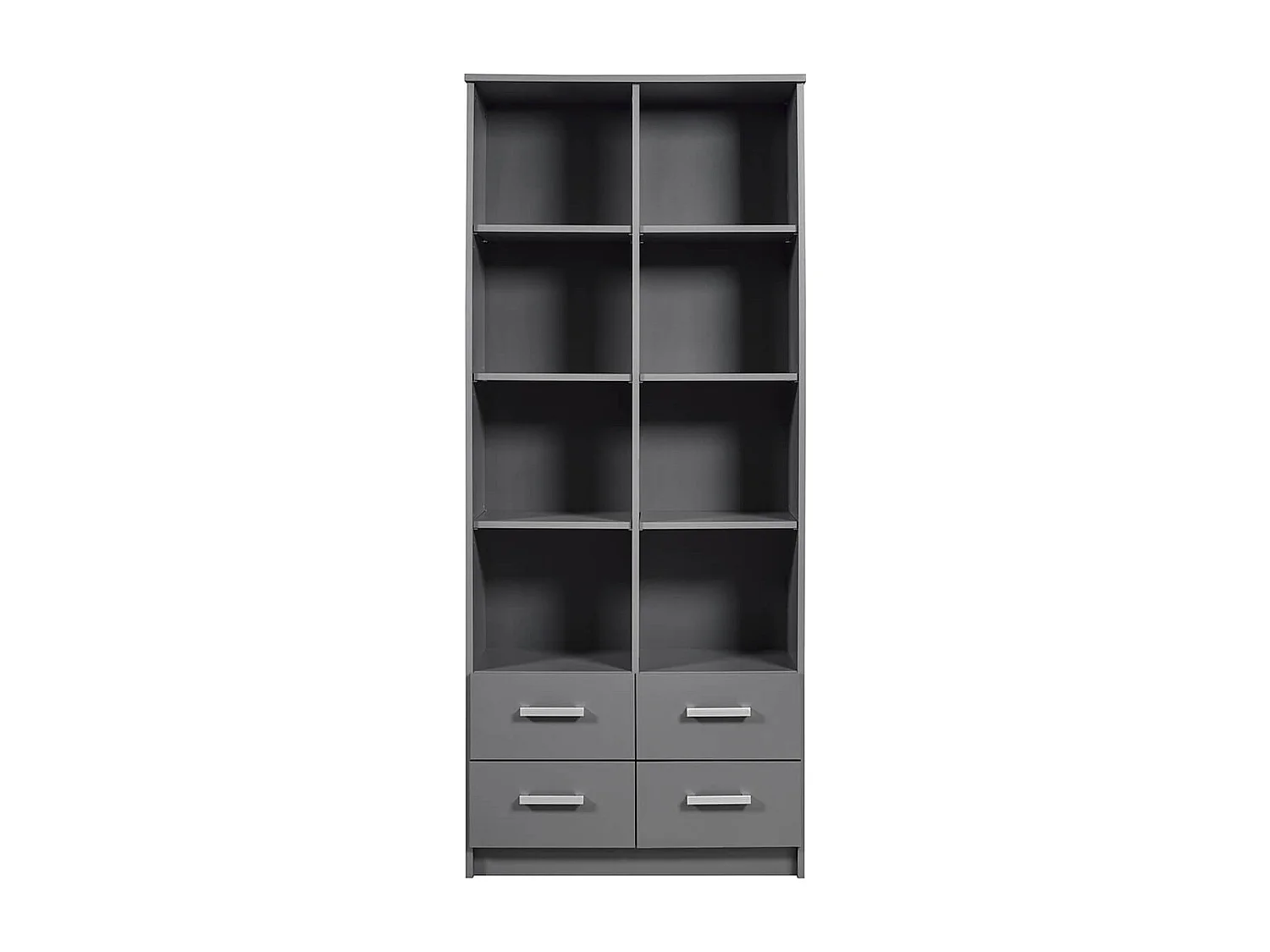 ZEINE - Etagère 8 Niches 4 Tiroirs Coloris Gris Graphite