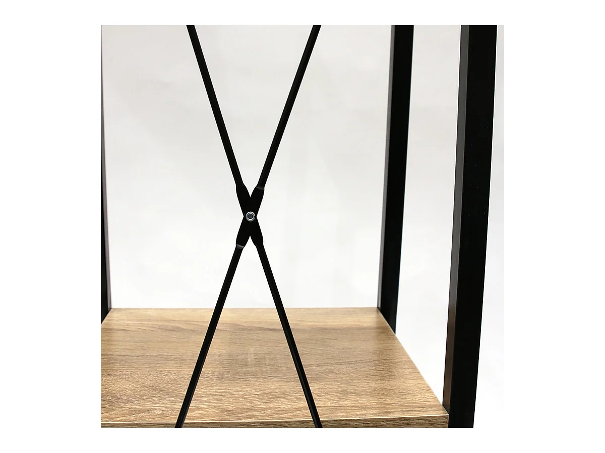 DARA - Etagère Simple 4 Plateaux Métal et Aspect Bois