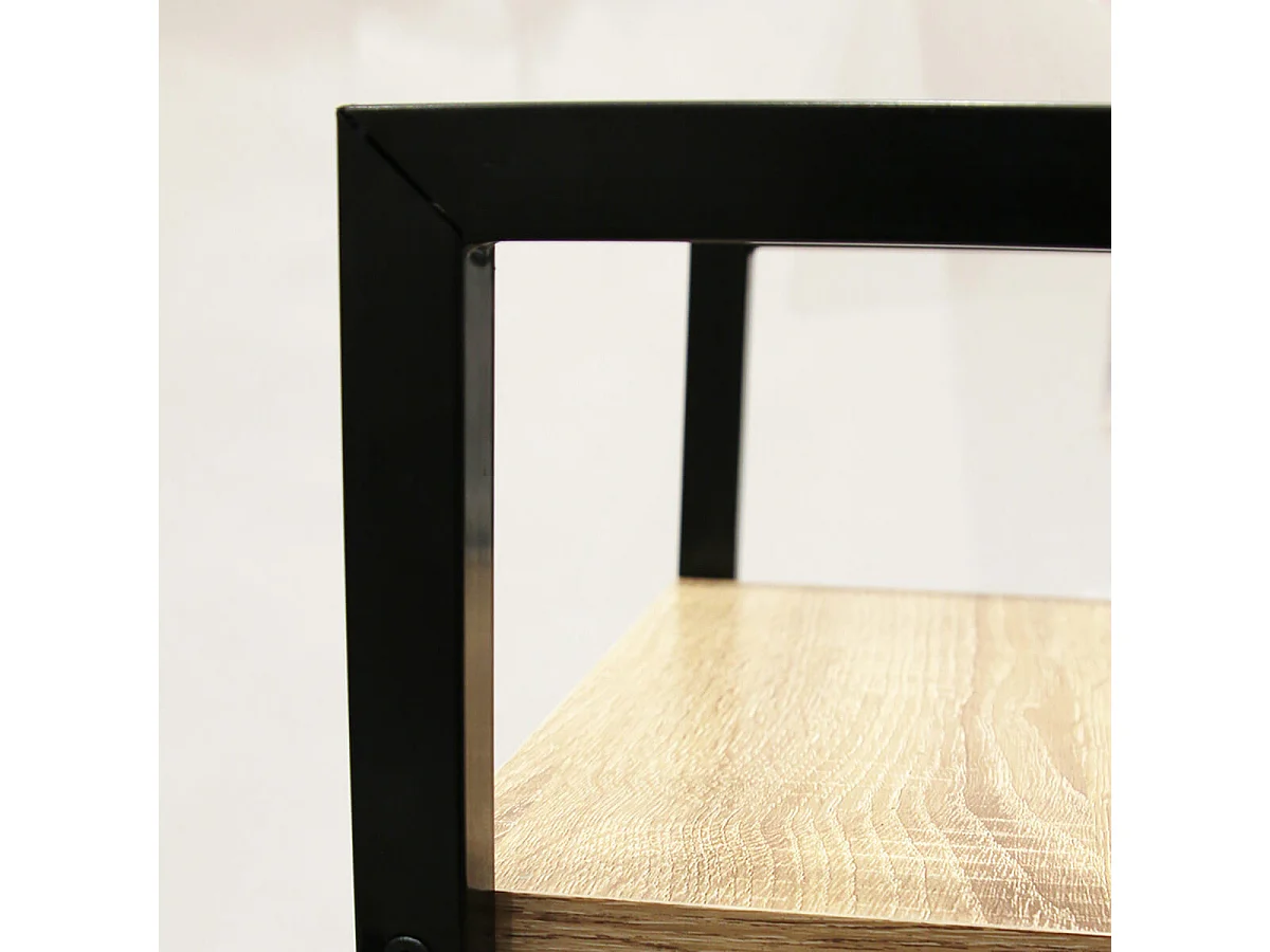 DARA - Etagère Simple 4 Plateaux Métal et Aspect Bois