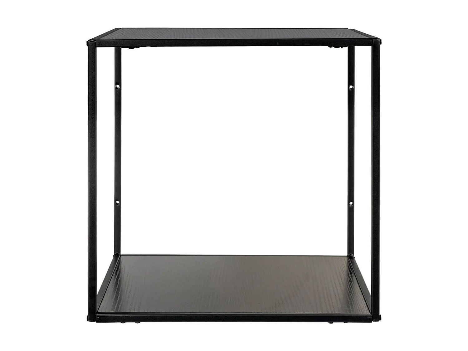 SLIMA - Etagère Murale 2 Plateaux Acier Noir et Aspect Bois