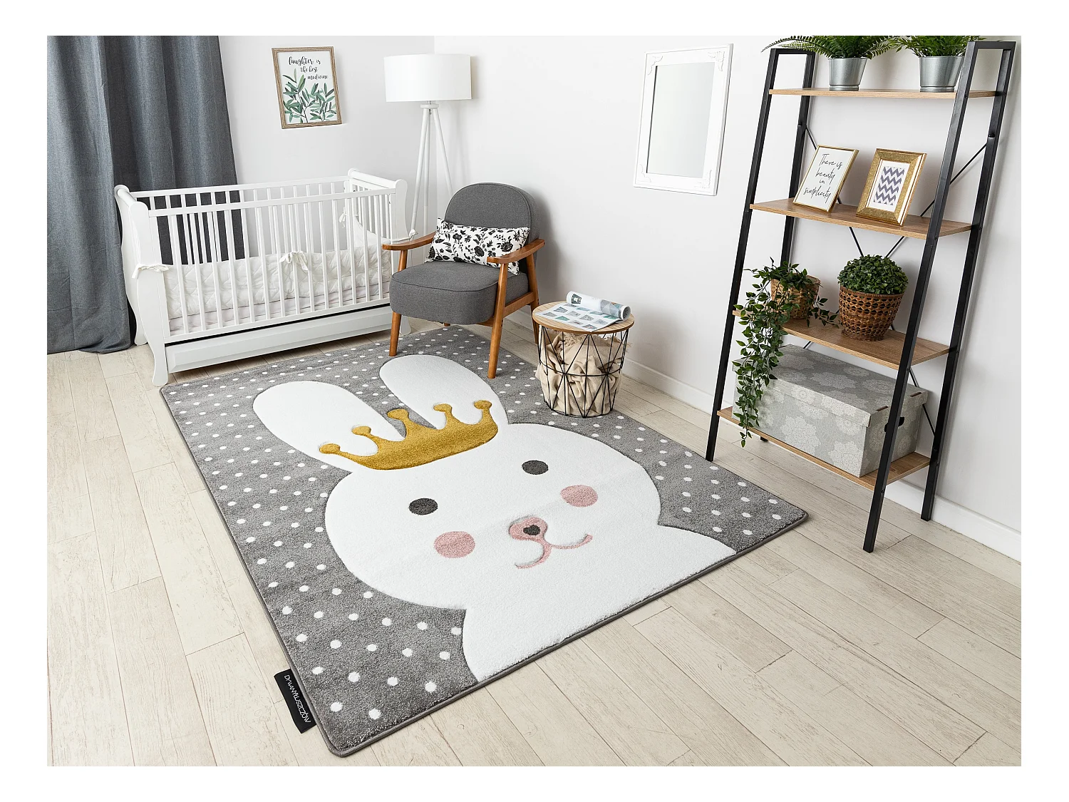 Tapijt PETIT BUNNY KONIJNTJE KONIJN grijskleuring 160x220 cm