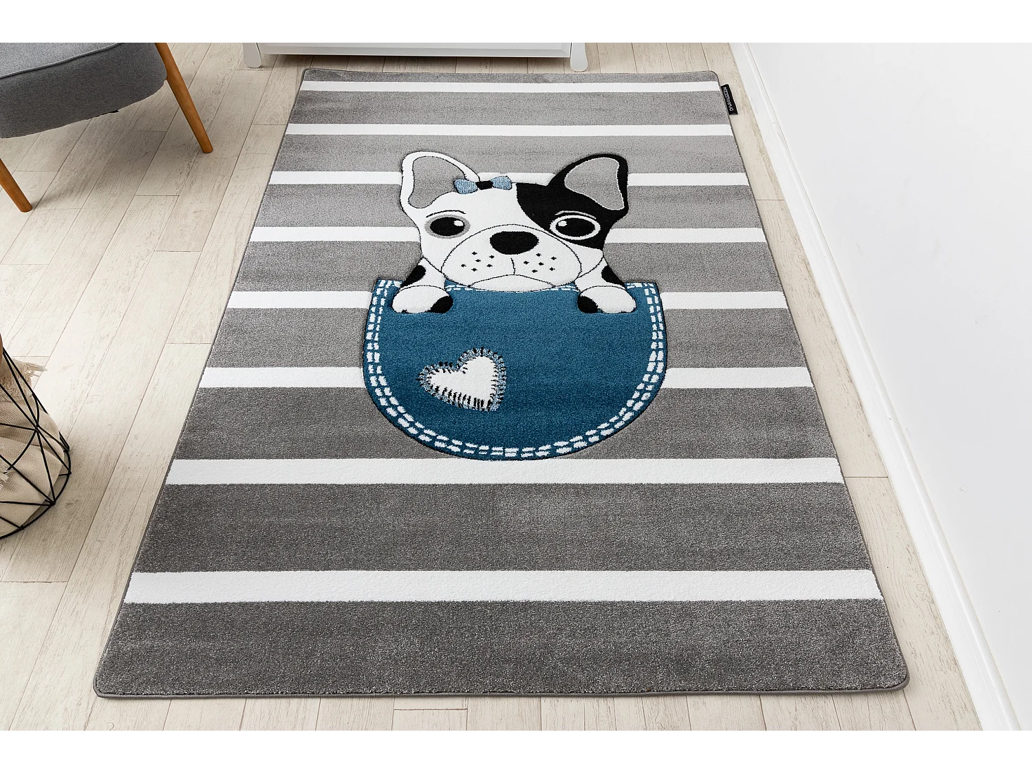 Tapijt PETIT BULLDOG HOND grijskleuring 120x170 cm