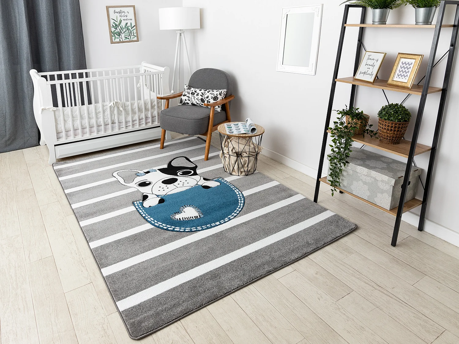 Tapijt PETIT BULLDOG HOND grijskleuring 120x170 cm