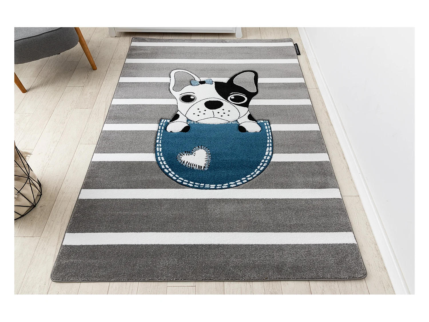 Tapijt PETIT BULLDOG HOND grijskleuring 120x170 cm