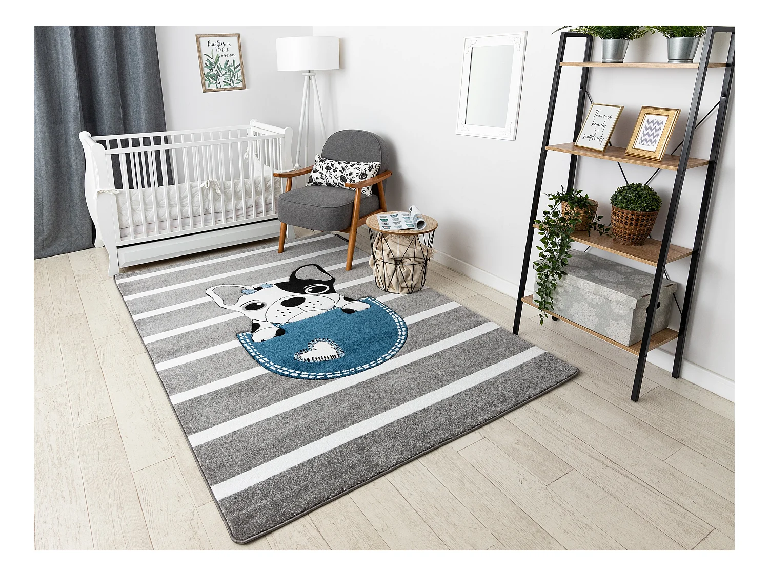 Tapijt PETIT BULLDOG HOND grijskleuring 120x170 cm