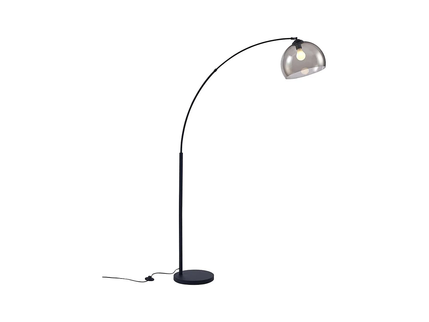 ARCHIE - Lampadaire Arc en Métal Noir Abat-Jour Acrylique Fumé Violet