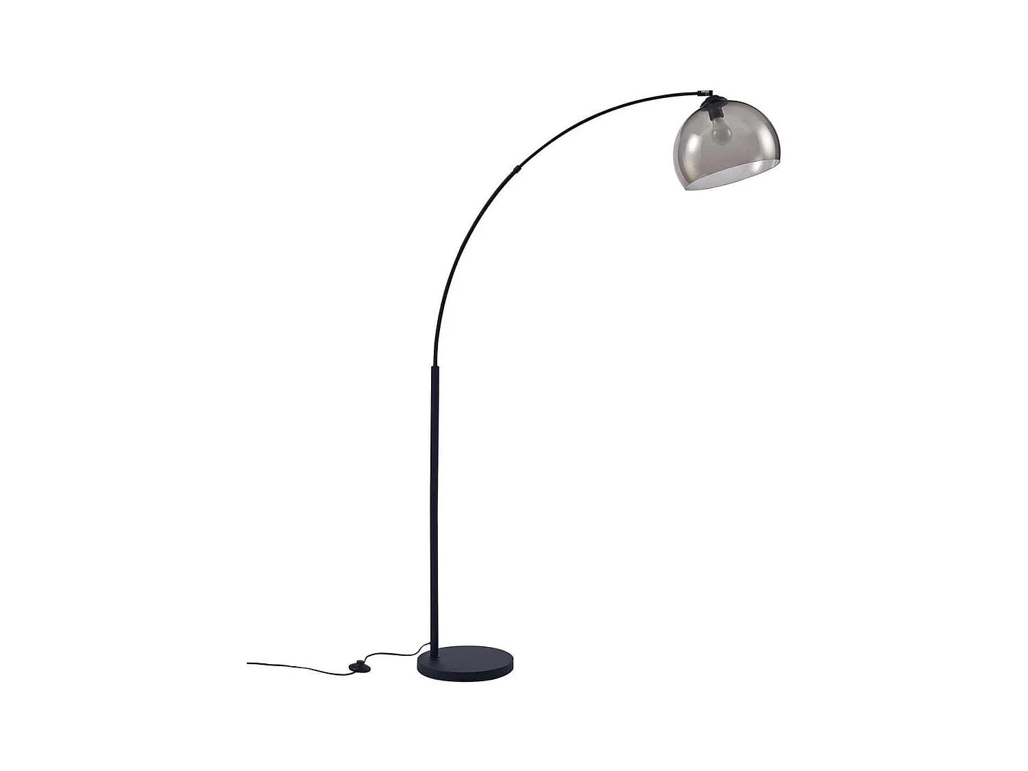 ARCHIE - Lampadaire Arc en Métal Noir Abat-Jour Acrylique Fumé Violet