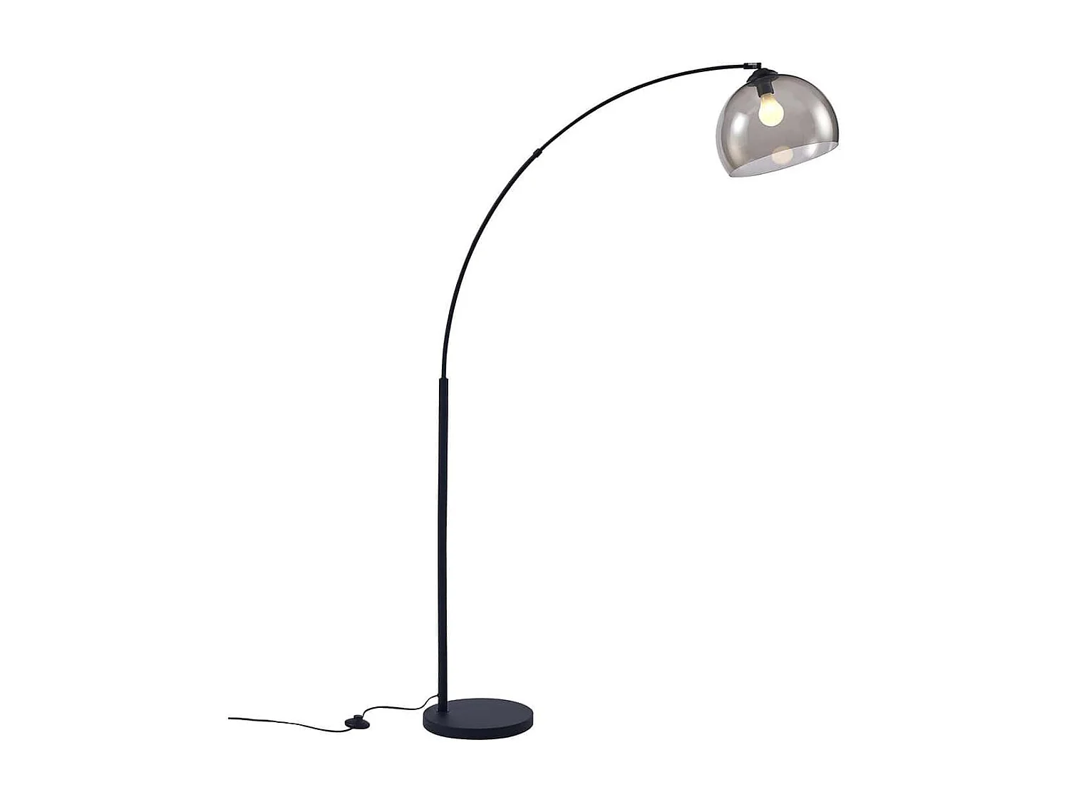 ARCHIE - Lampadaire Arc en Métal Noir Abat-Jour Acrylique Fumé Violet