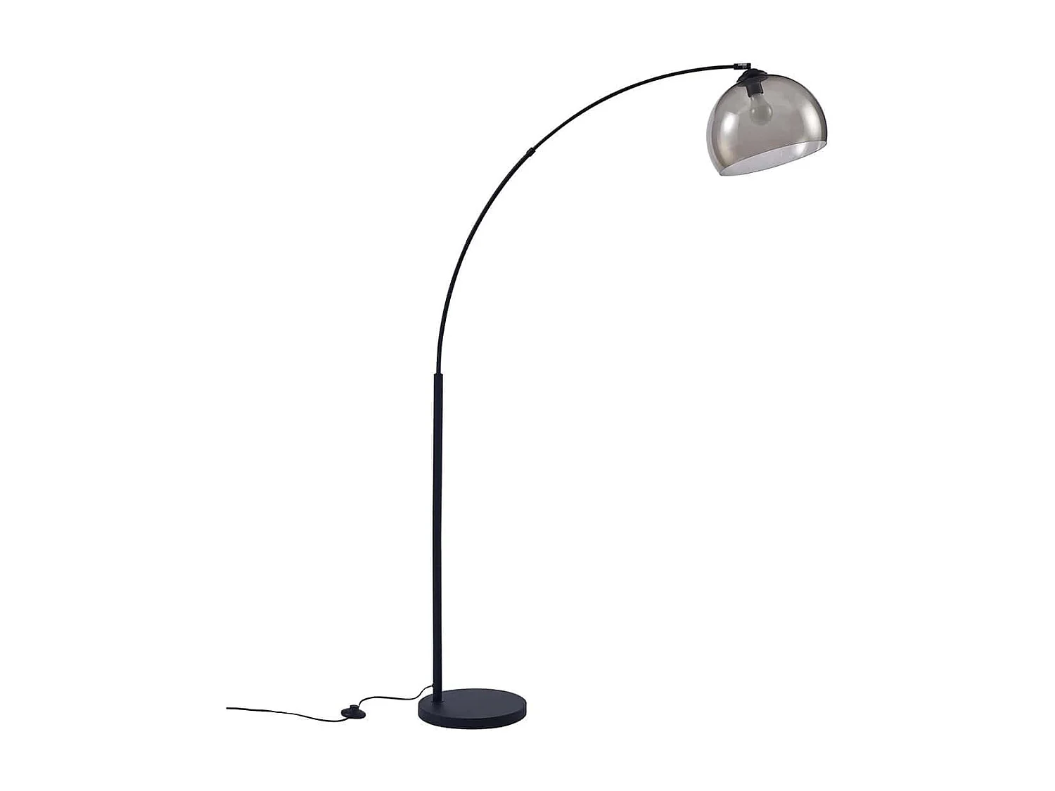 ARCHIE - Lampadaire Arc en Métal Noir Abat-Jour Acrylique Fumé Violet