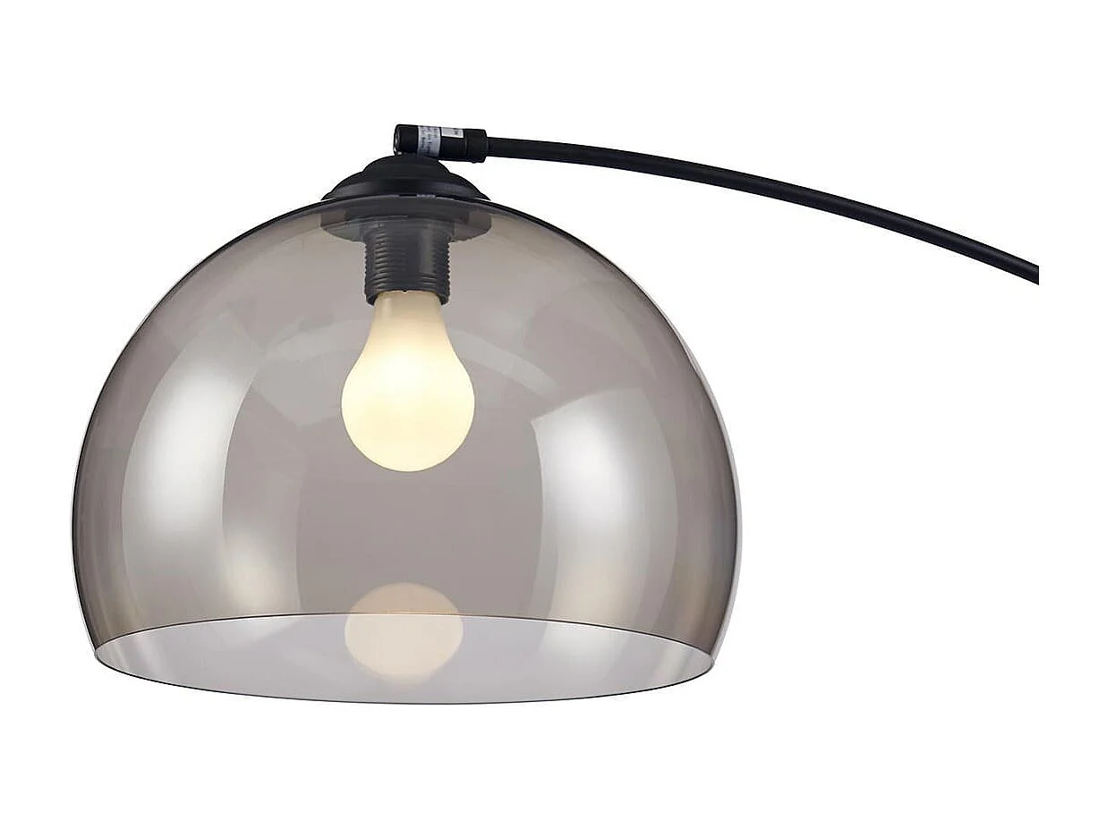 ARCHIE - Lampadaire Arc en Métal Noir Abat-Jour Acrylique Fumé Violet