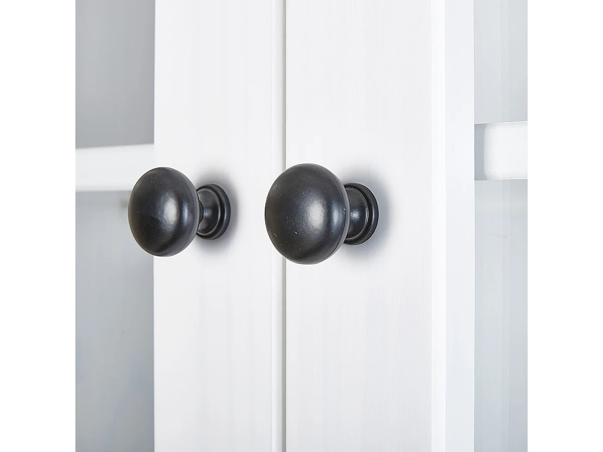 BIDART - Buffet Vaisselier 4 Portes 2 Tiroirs Bois Massif Vernis Blanc