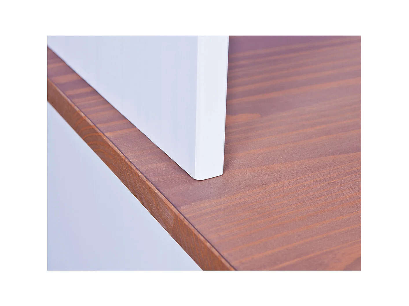 SOCOA - Buffet Vaisselier 5 Portes 6 Tiroirs Bois Massif Vernis Sepia et Blanc