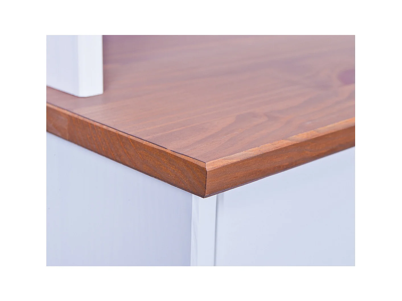 SOCOA - Buffet Vaisselier 5 Portes 6 Tiroirs Bois Massif Vernis Sepia et Blanc