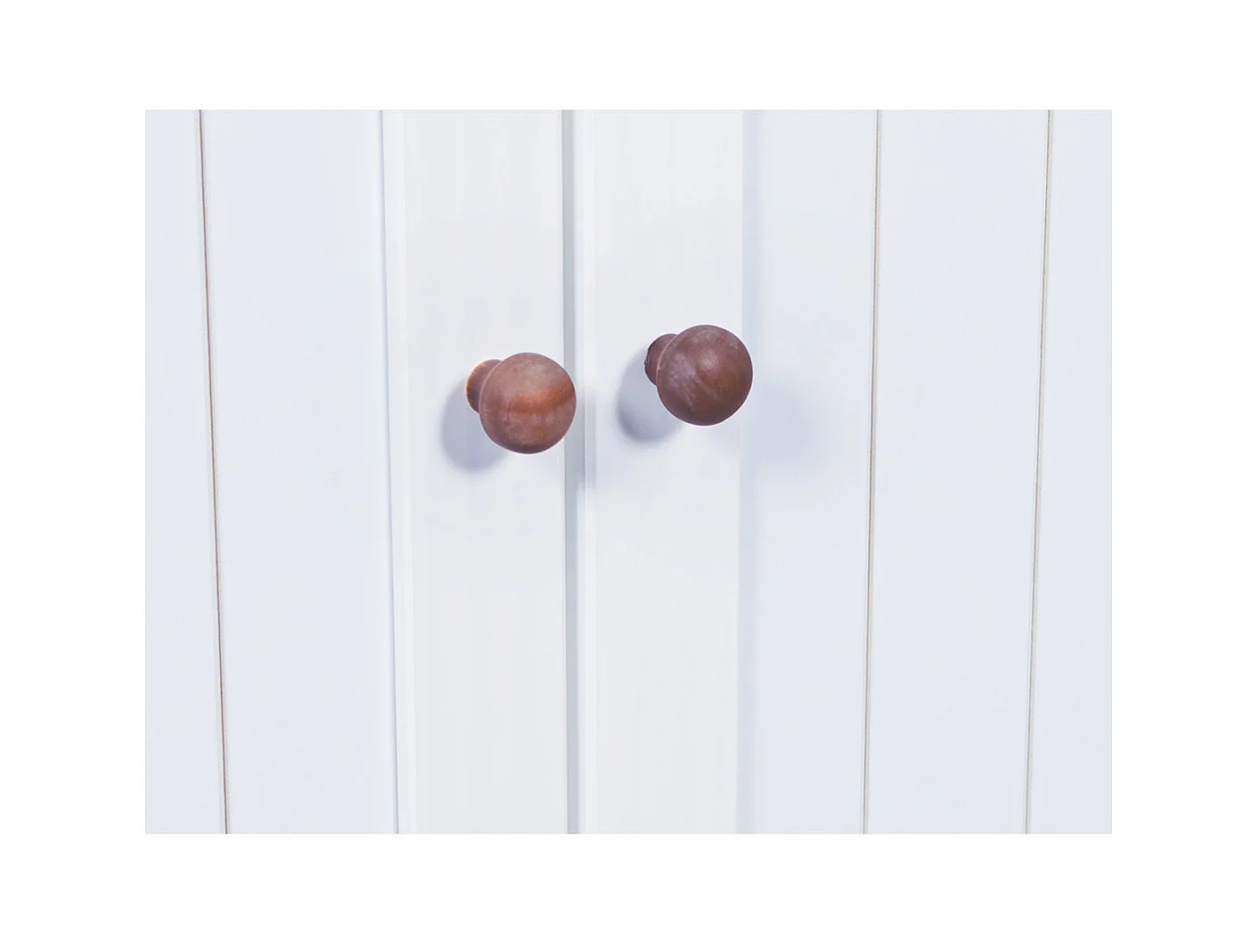 SOCOA - Buffet Vaisselier 5 Portes 6 Tiroirs Bois Massif Vernis Sepia et Blanc