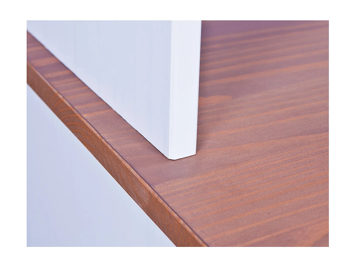 SOCOA - Buffet Vaisselier 5 Portes 6 Tiroirs Bois Massif Vernis Sepia et Blanc