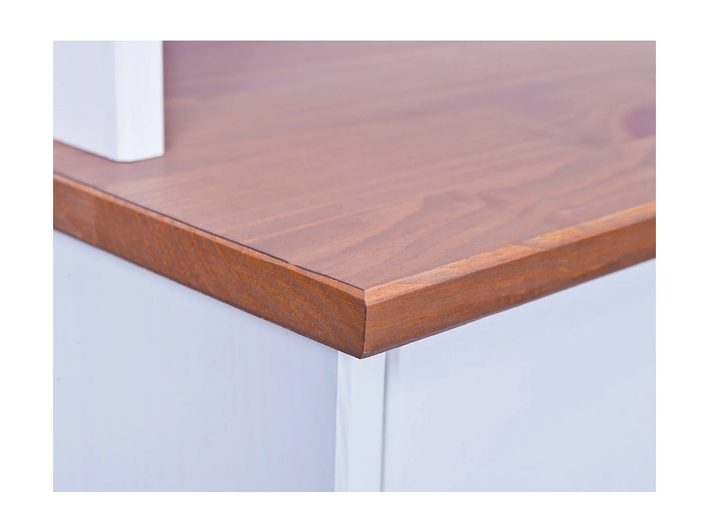 SOCOA - Buffet Vaisselier 5 Portes 6 Tiroirs Bois Massif Vernis Sepia et Blanc