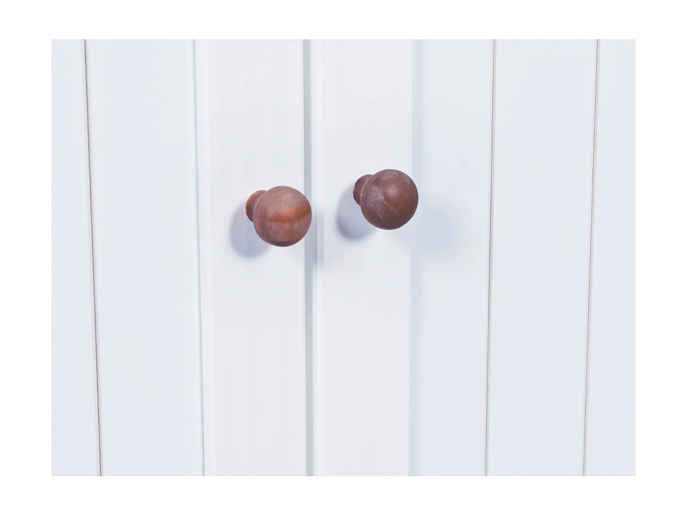 SOCOA - Buffet Vaisselier 5 Portes 6 Tiroirs Bois Massif Vernis Sepia et Blanc