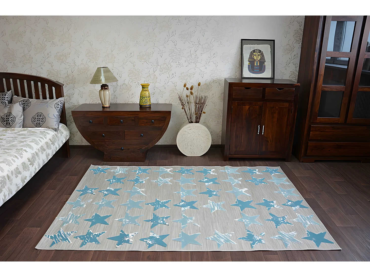 Tapijt LISBOA 27219/754 Sterretje TURKOOIS 160x230 cm