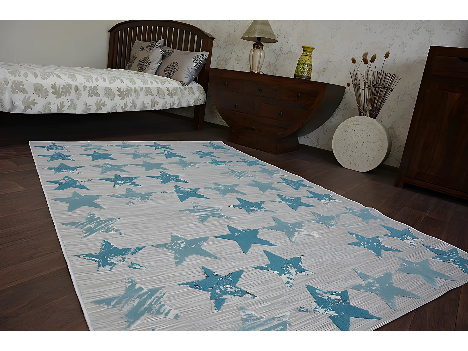 Tapijt LISBOA 27219/754 Sterretje TURKOOIS 160x230 cm