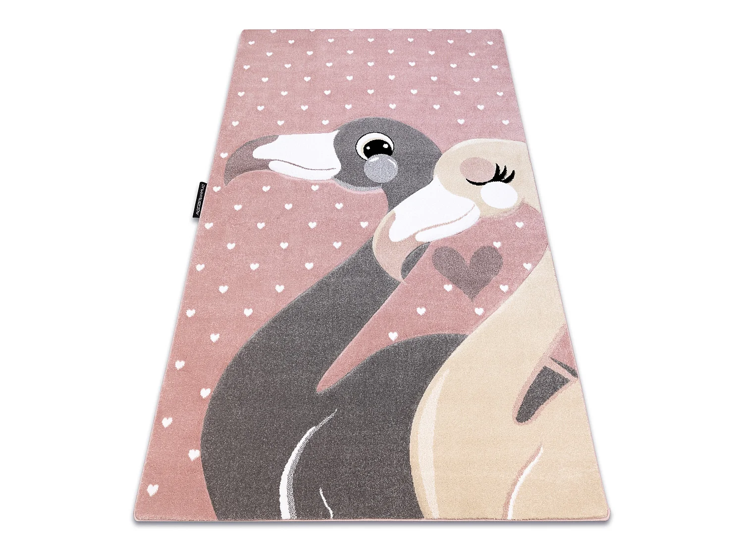 Tapijt PETIT FLAMINGOS Flamingo's HARTJES rozekleuring  80x150 cm