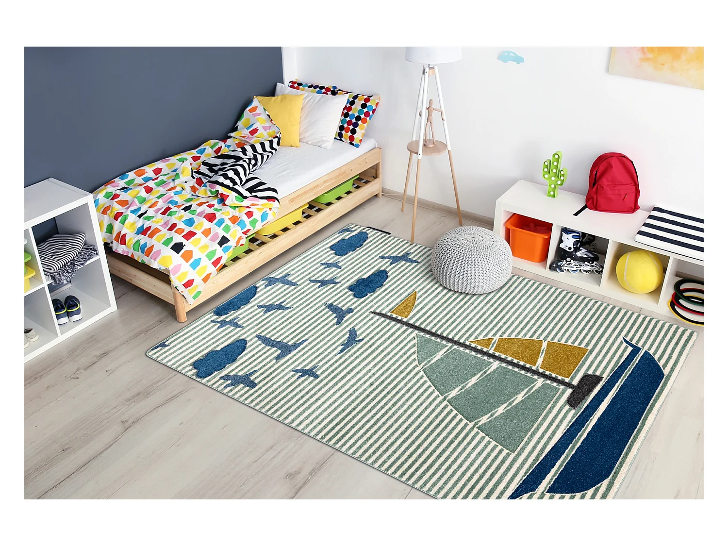 Tapijt PETIT SAIL Boot , ZEILBOOT groen 80x150 cm