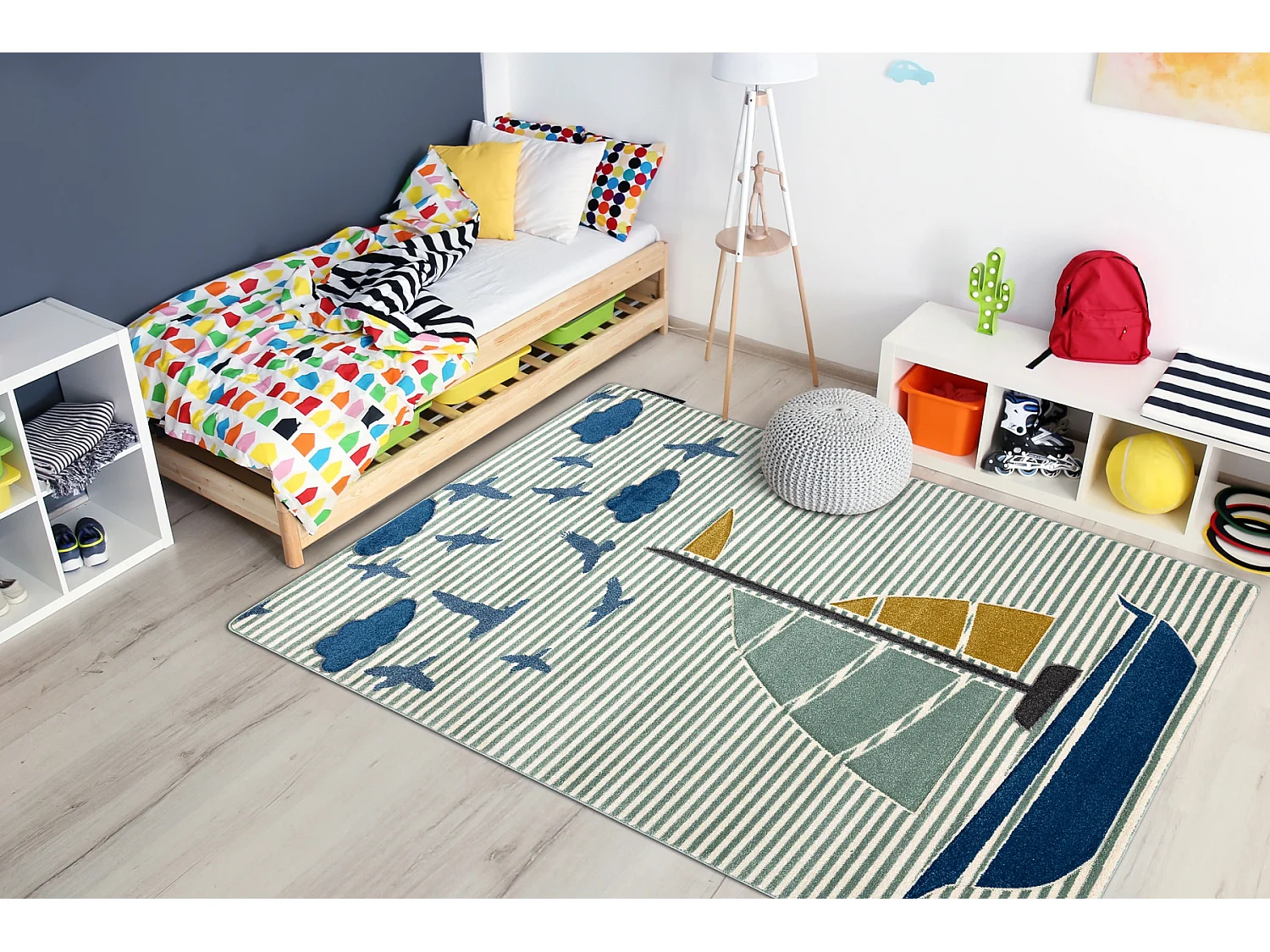 Tapijt PETIT SAIL Boot , ZEILBOOT groen 80x150 cm