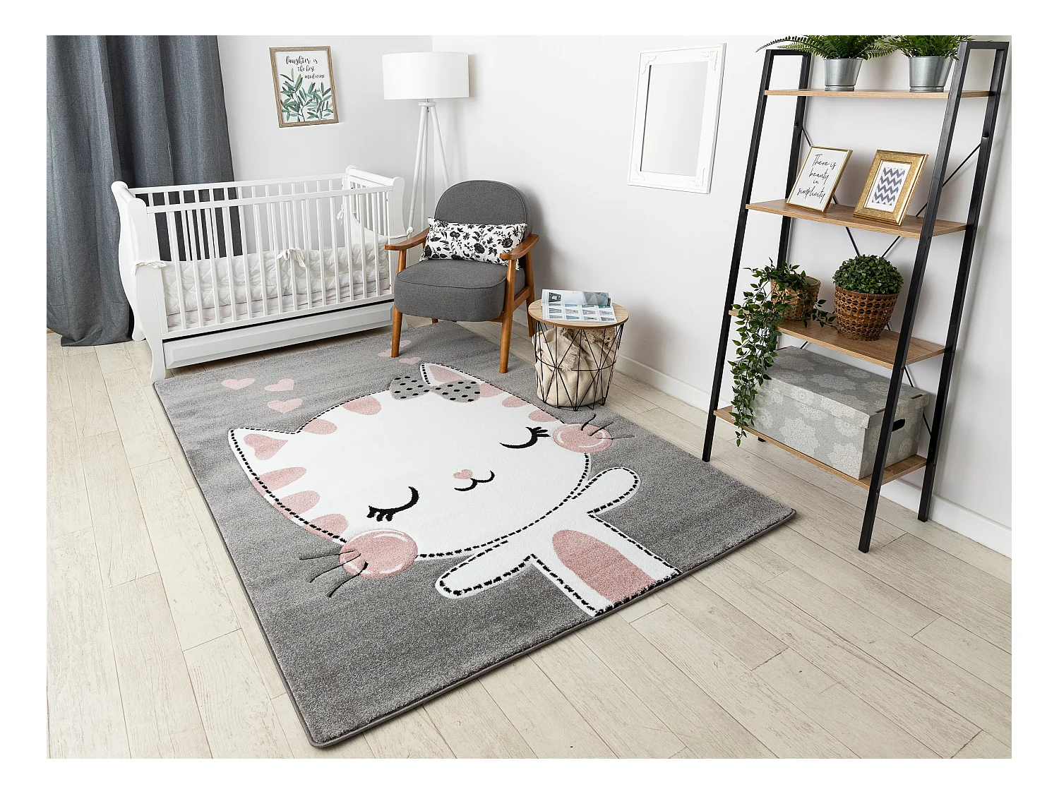 Tapis PETIT KITTY chat, chaton gris 80x150 cm