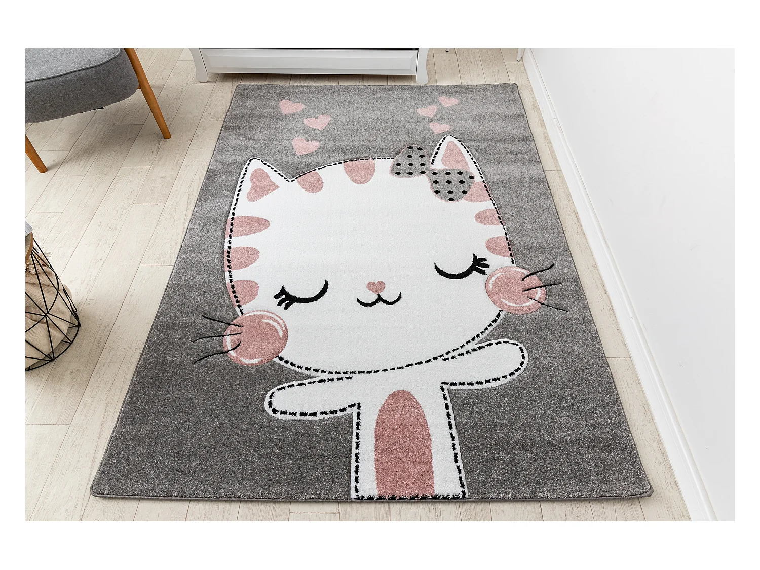 Tapis PETIT KITTY chat, chaton gris 80x150 cm