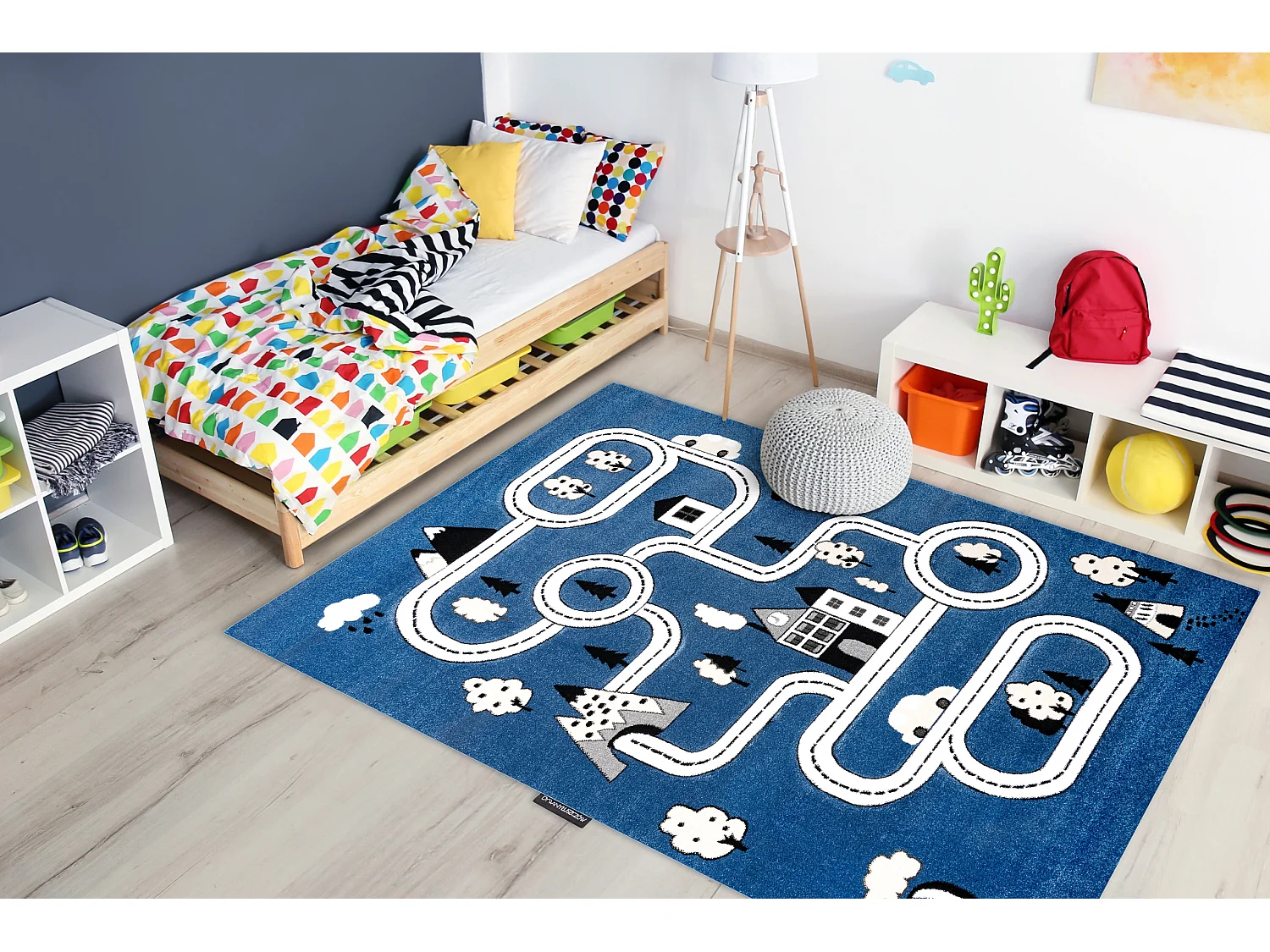 Tapijt PETIT TOWN STAD STRAAT blauw 240x330 cm