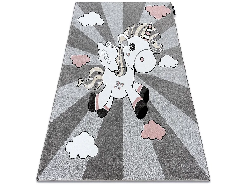 Kinderteppich PETIT UNICORN EINHORN grau 120x170 cm
