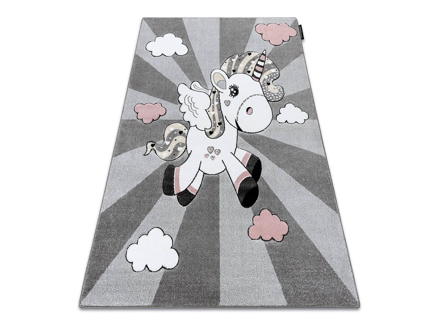 Kinderteppich PETIT UNICORN EINHORN grau 120x170 cm