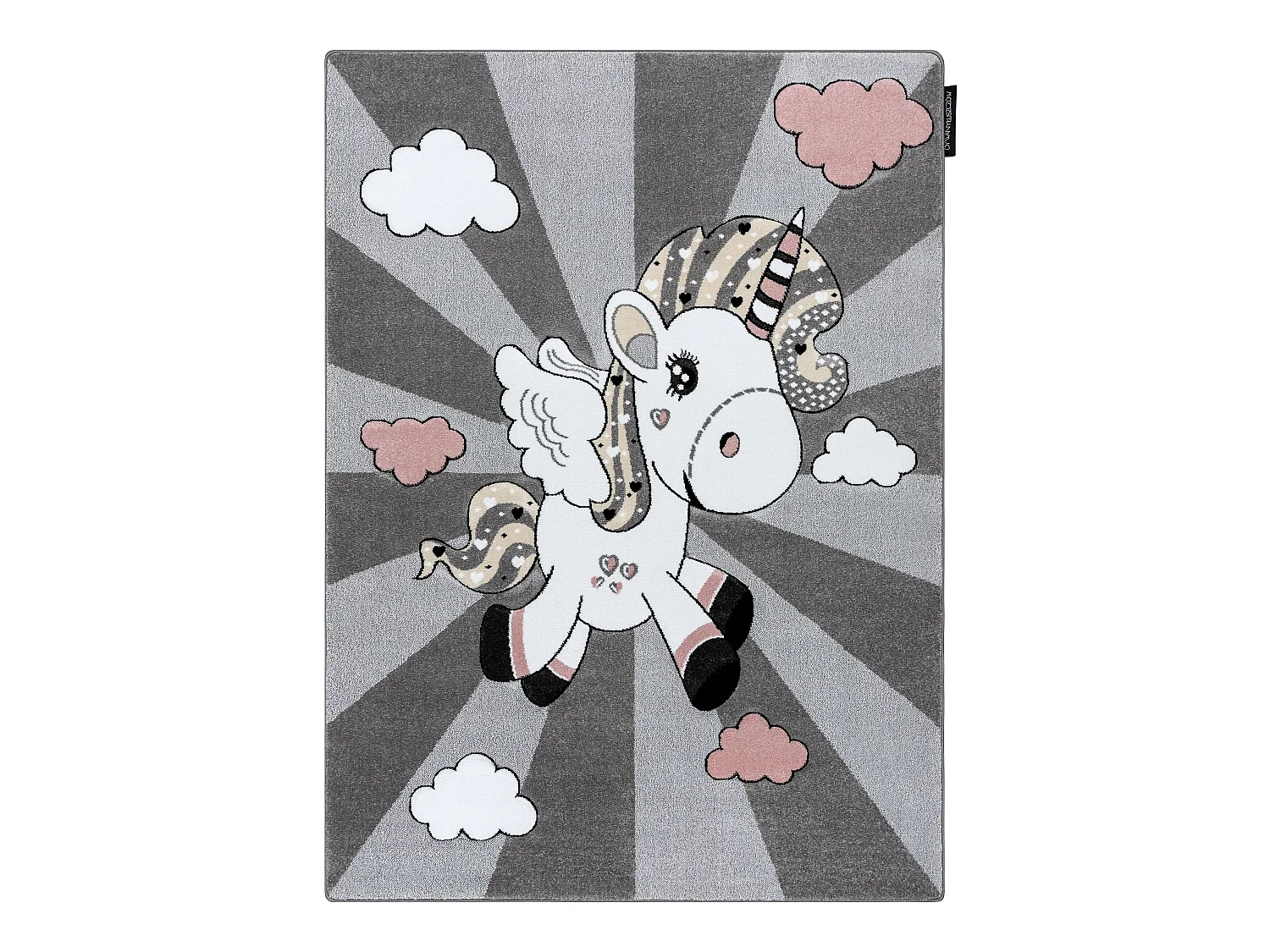 Kinderteppich PETIT UNICORN EINHORN grau 120x170 cm