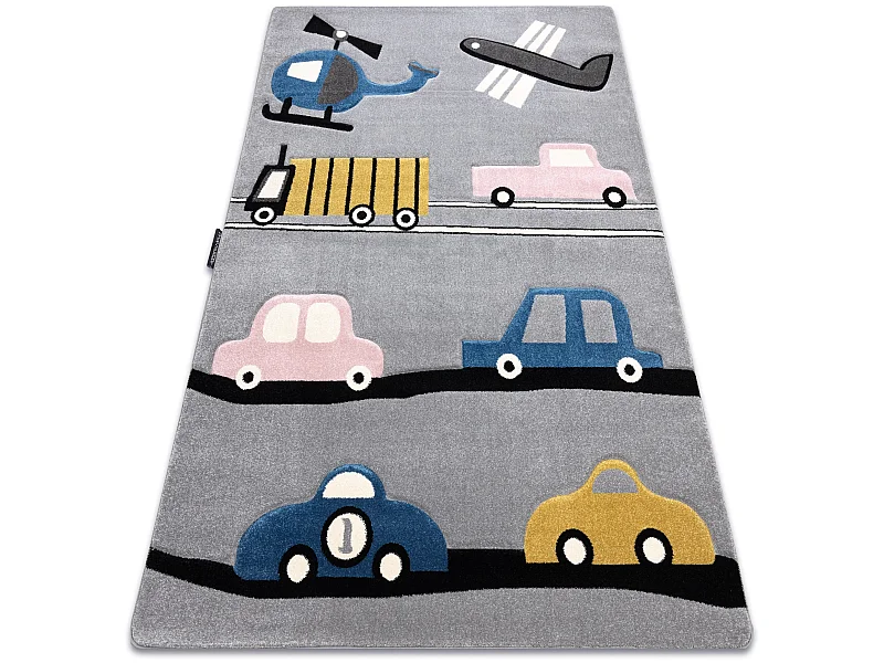 Alfombra PETIT TOYS JUGUETES CARROS gris 160x220 cm