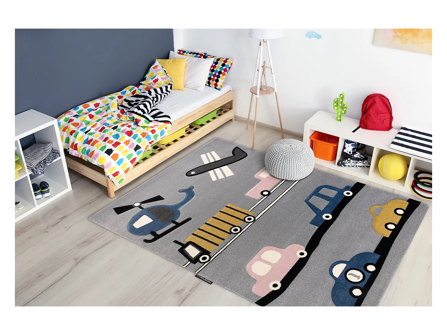 Alfombra PETIT TOYS JUGUETES CARROS gris 160x220 cm