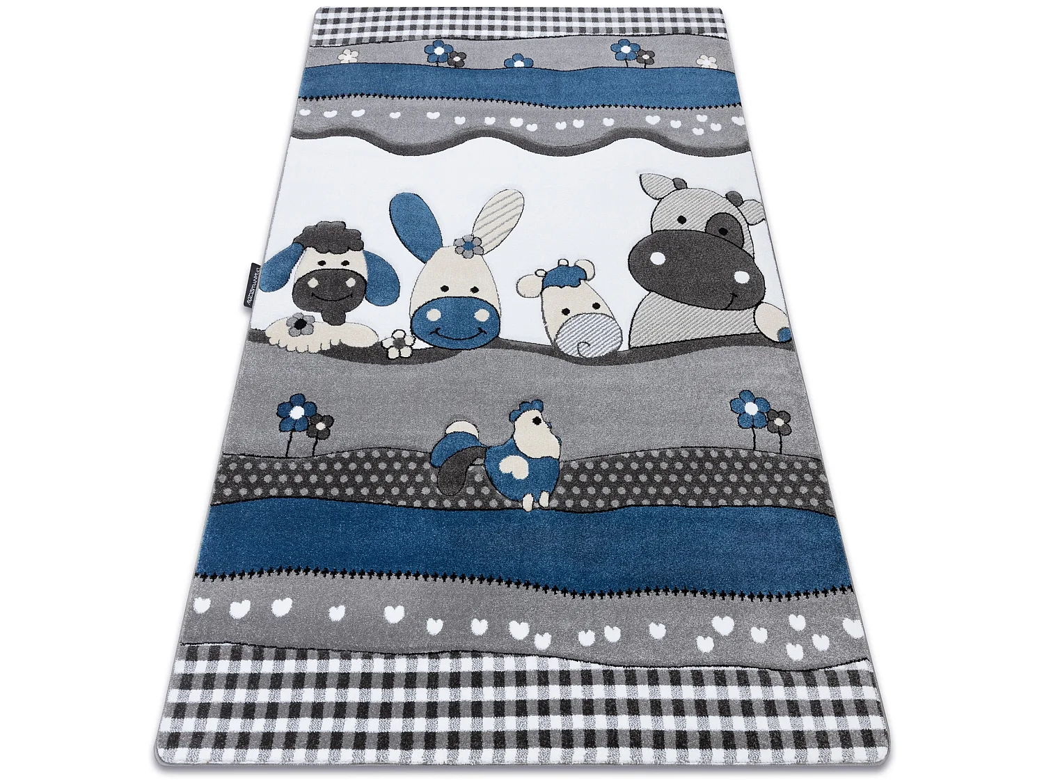 Tapijt PETIT FARM Boerderij Dieren blauw 180x270 cm