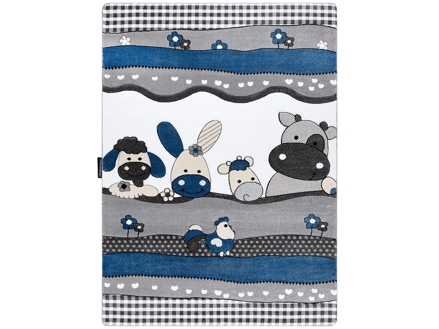 Tapijt PETIT FARM Boerderij Dieren blauw 180x270 cm