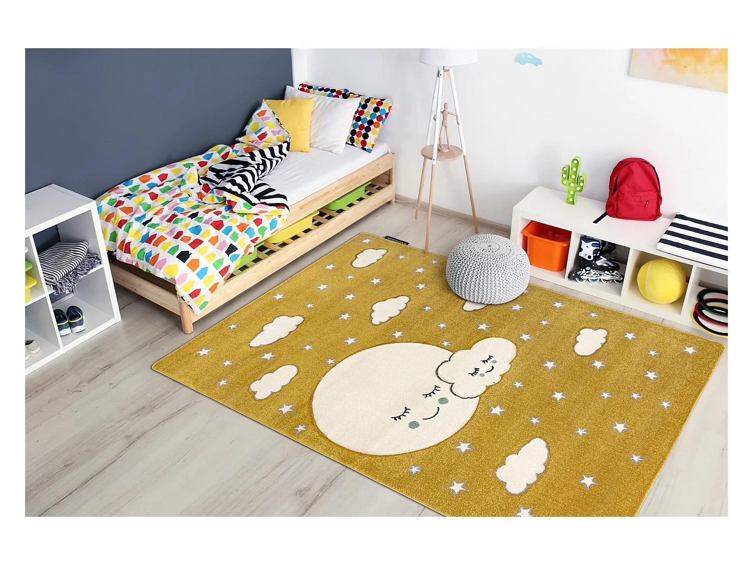 Tapijt PETIT MOON maan , Sterretje , wolken goud 80x150 cm