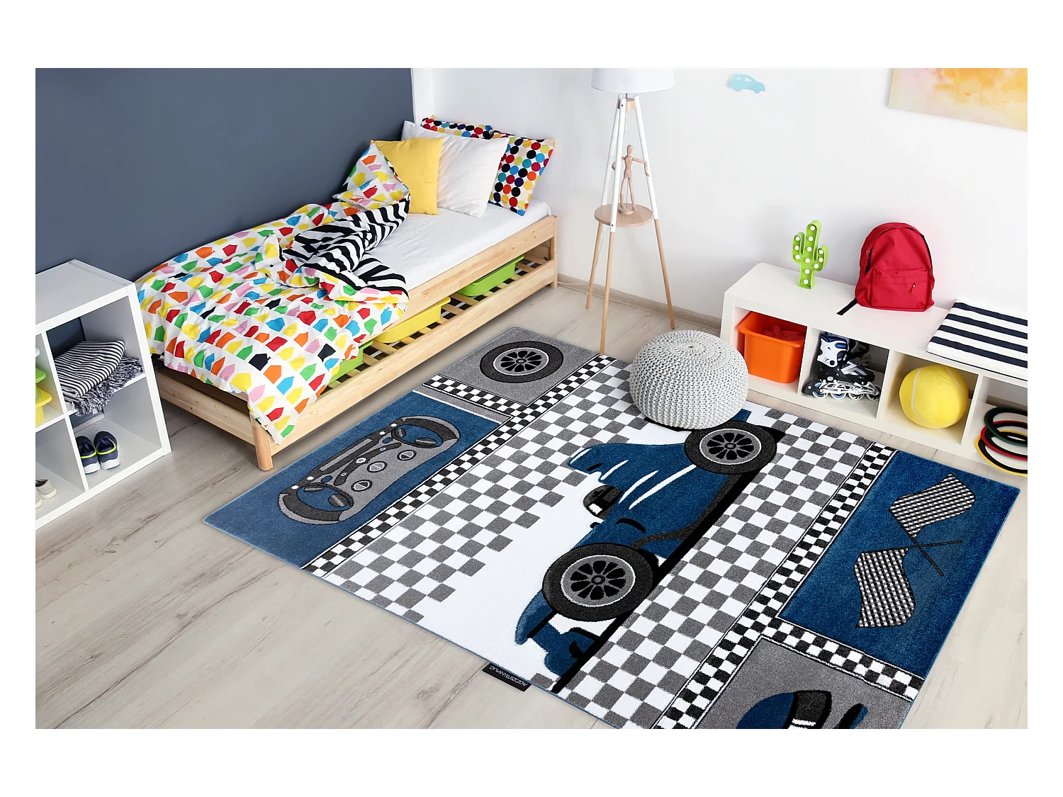 Tapijt PETIT RACE auto FORMULE 1 AUTO blauw 140x190 cm