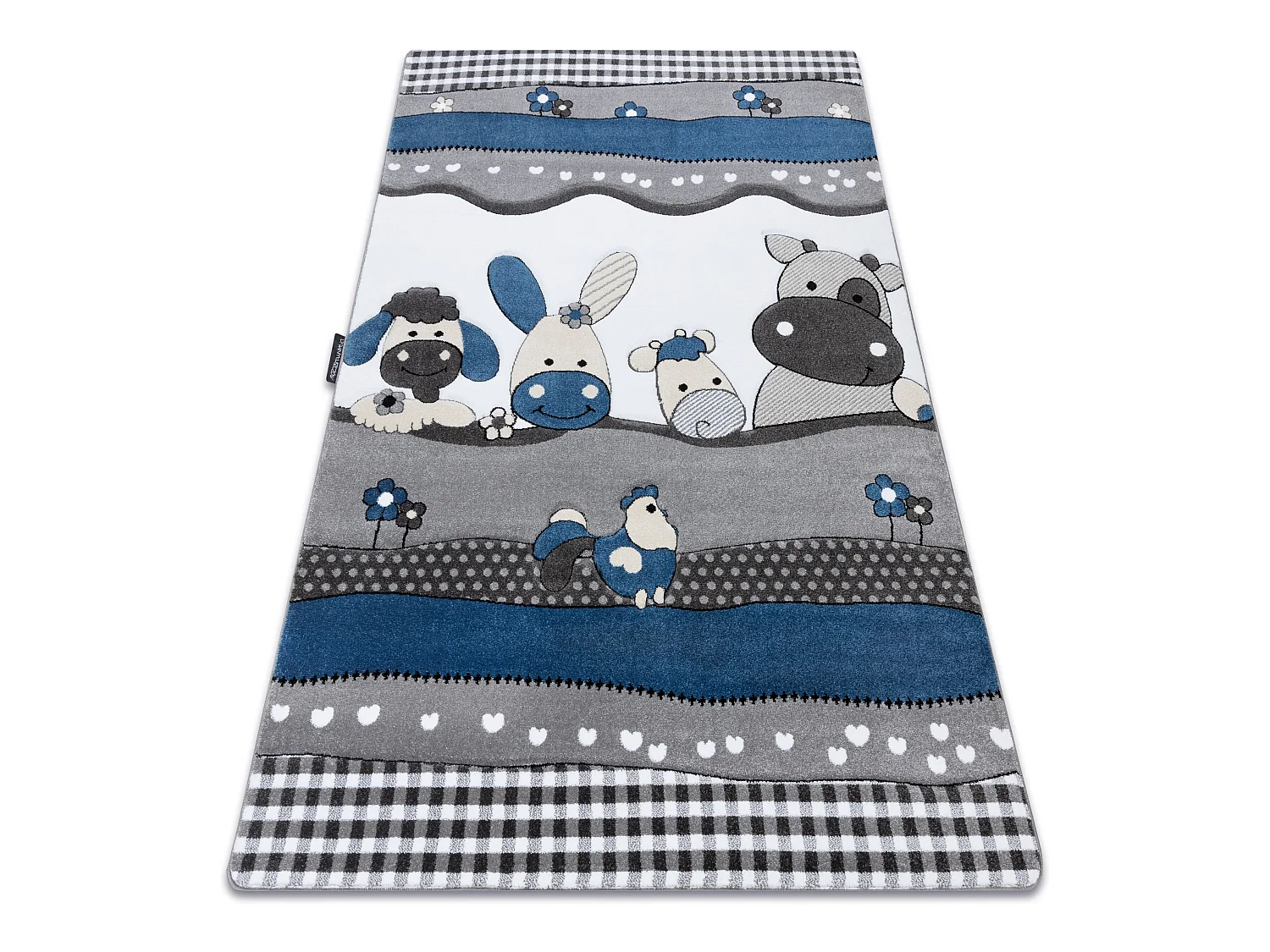 Tapijt PETIT FARM Boerderij Dieren blauw 120x170 cm