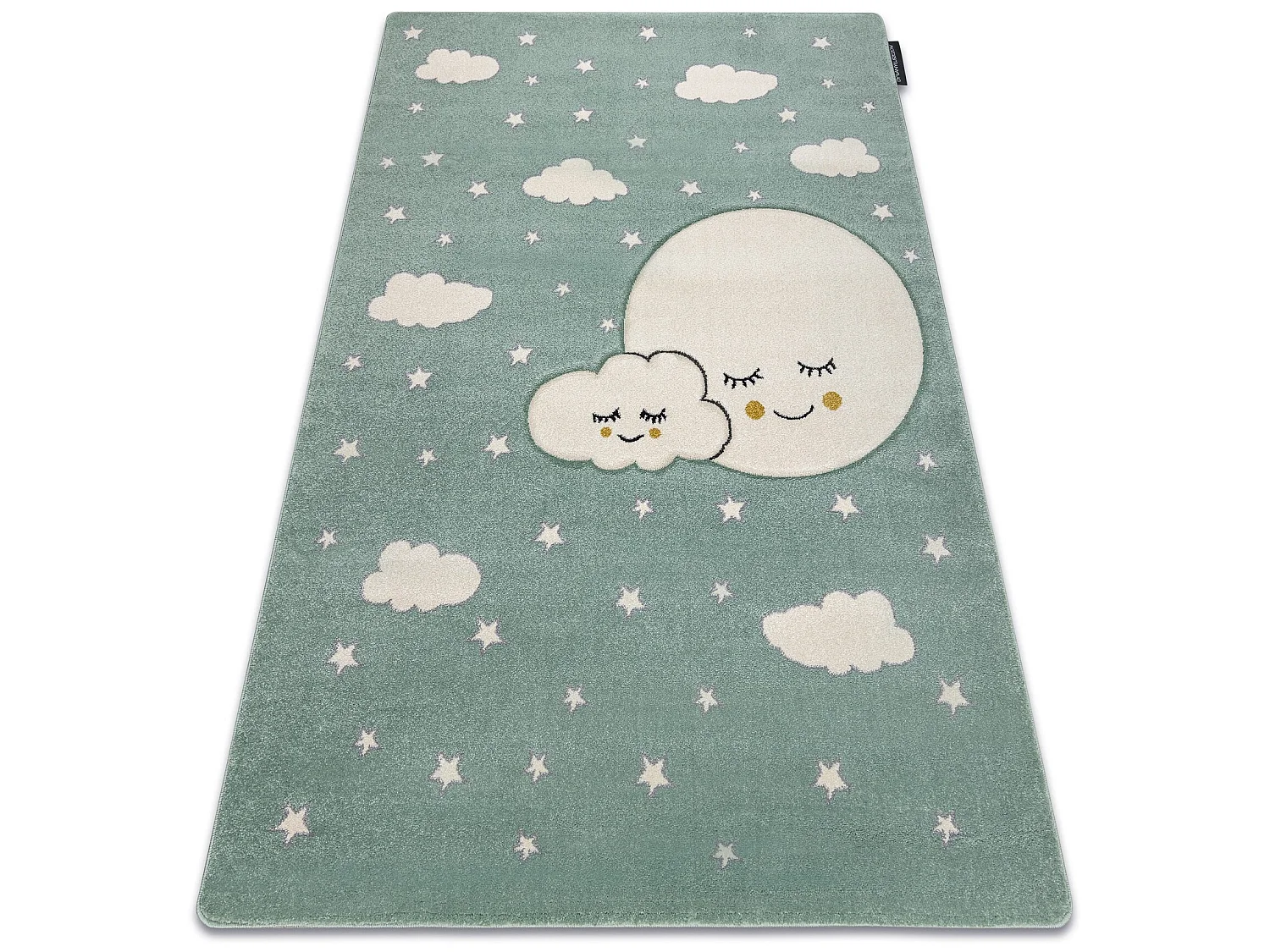 Kinderteppich PETIT MOON Sterne, Wolken grün 240x330 cm