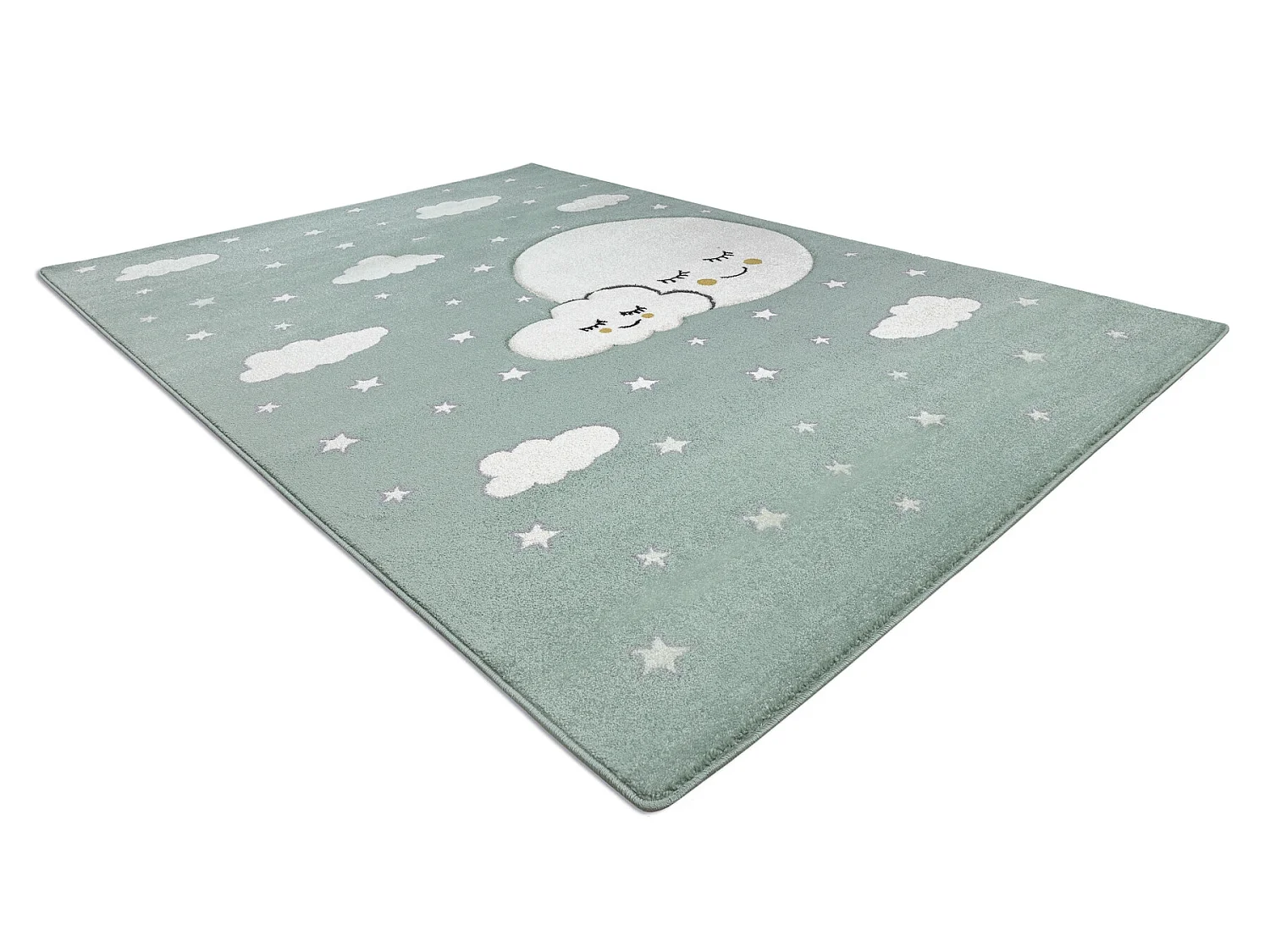 Kinderteppich PETIT MOON Sterne, Wolken grün 240x330 cm