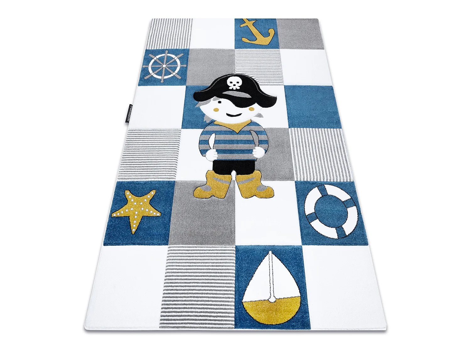 Tapis PETIT CORSAIR PIRATE NAVIRE ANCRE bleu 180x270 cm