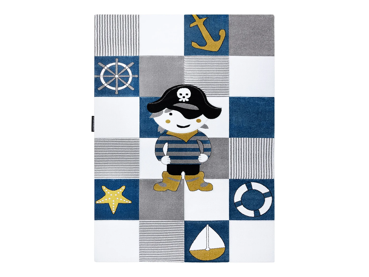Tapis PETIT CORSAIR PIRATE NAVIRE ANCRE bleu 180x270 cm